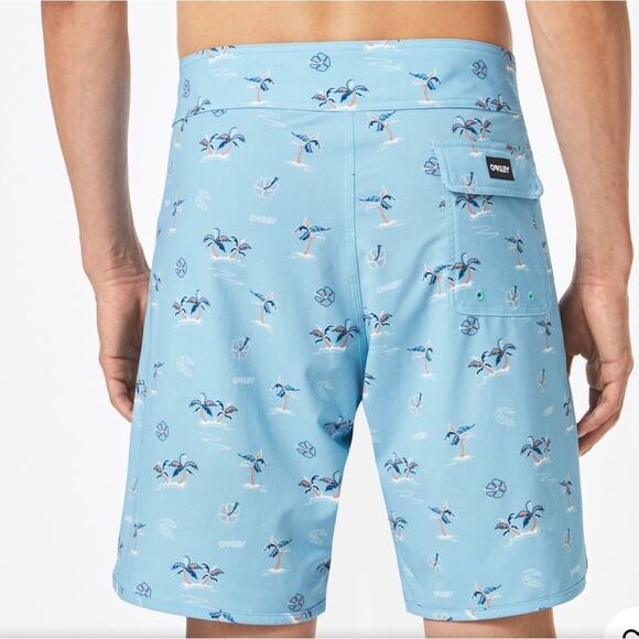 Oakley B1B Rc 19" Boardshort Aviator Tropical Palms Blue Size 34 Pocket Beach - Picture 4 of 12